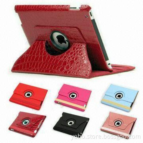 Rotating Leather Cover for New iPad and Magnetic Inside with PU Leather and Genuine Leather